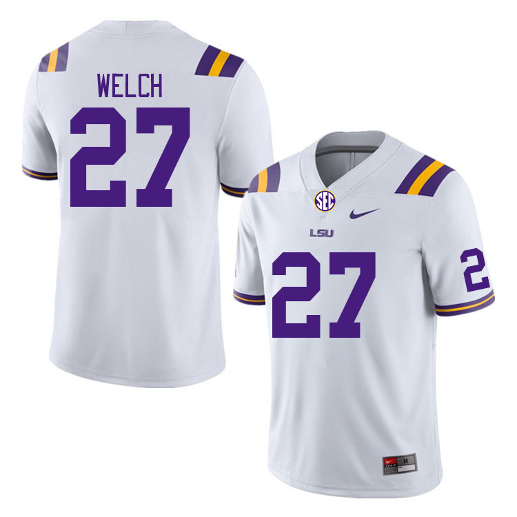 Men #27 Laterrance Welch LSU Tigers College Football Jerseys Stitched-White